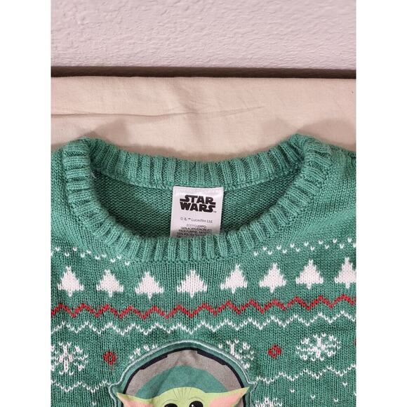 Star Wars Baby Yoda Grogu Dress Green Sweater Dress Casual Wear Girls Size 6-6X - Picture 6 of 16